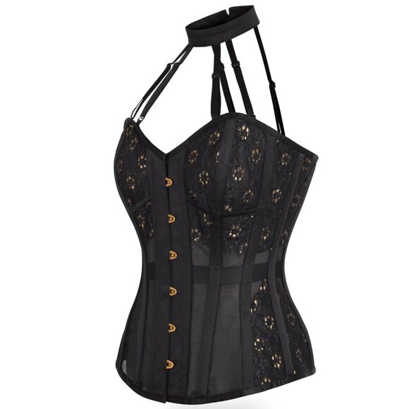 NWT Black Mesh Overbust Lingerie Corset - Picture 6 of 8